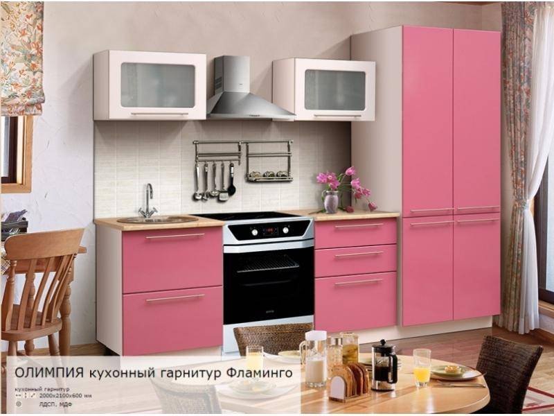 двухметровая кухня олимпия с фасадом фламинго в Ижевске