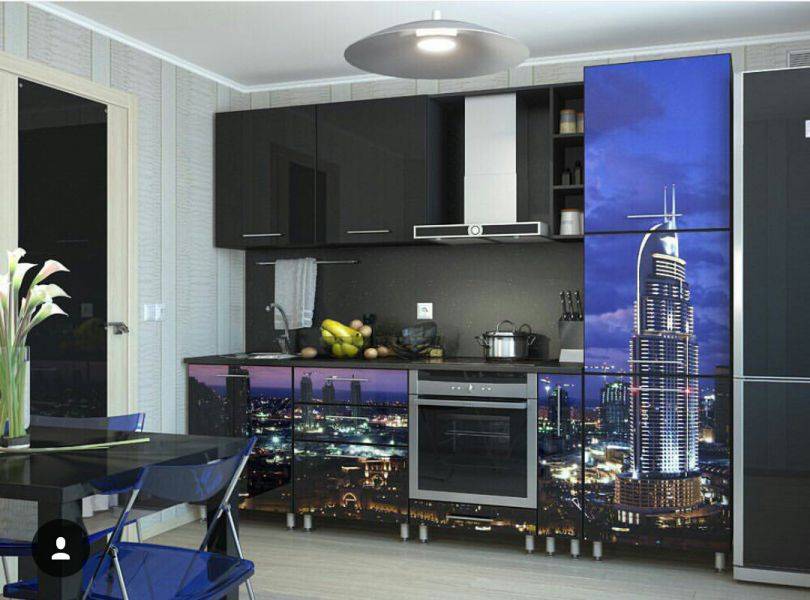 прямая кухня с фотопечатью в Ижевске
