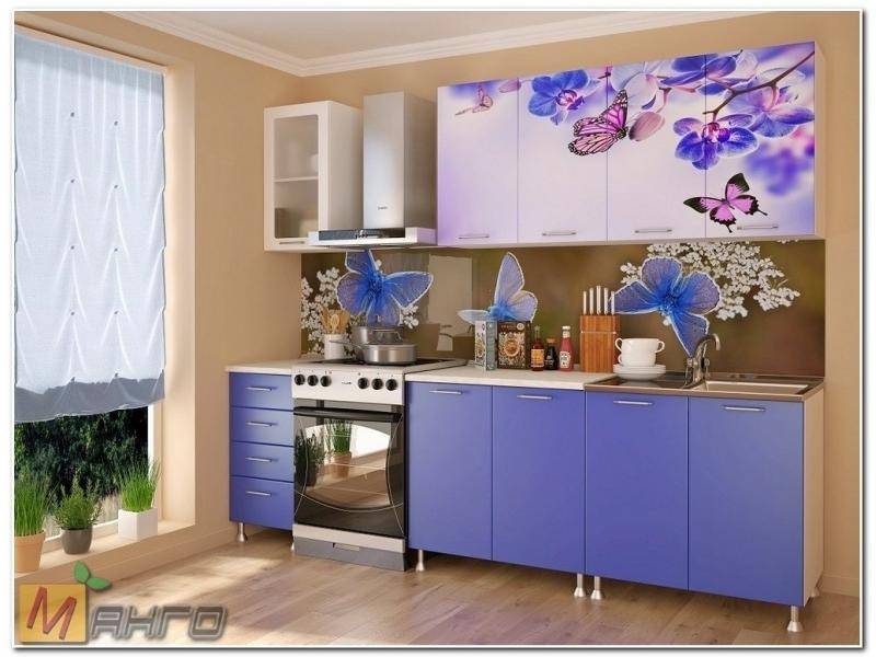 прямая кухня бабочки с фотопечатью в Ижевске