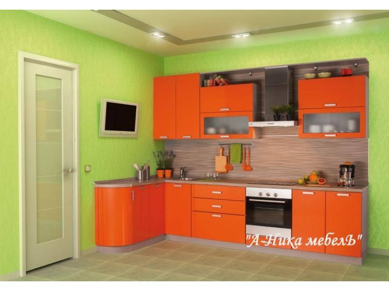 оранжевая глянцевая кухня ольга в Ижевске
