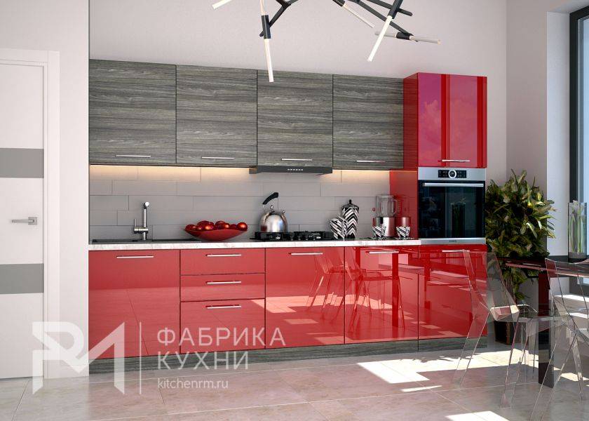 прямая кухня акрил рубин в Ижевске