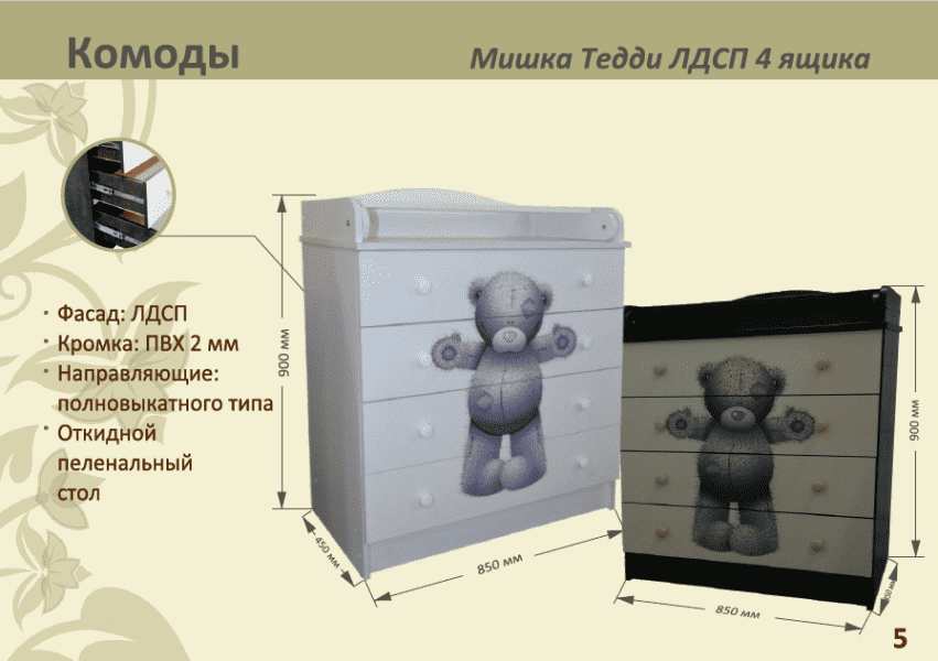 детский комод мишка тедди лдсп 4 ящика в Ижевске