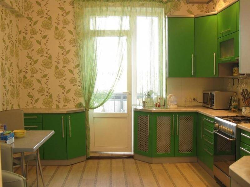 угловая зеленая кухня в Ижевске