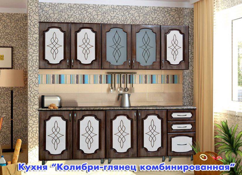 кухня прямая колибри глянец комбинированная в Ижевске