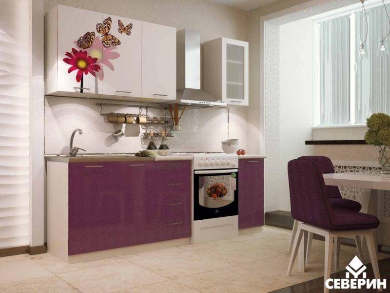 фиолетовая кухня с фотопечатью кф-83 в Ижевске