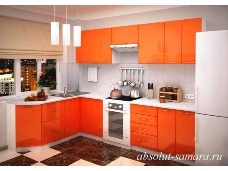 угловая оранжевая кухня в Ижевске