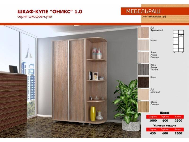 шкаф-купе раздвижной оникс 1.0 в Ижевске