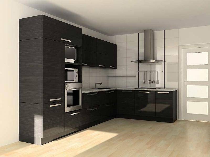 черная угловая кухня в стиле минимализм в Ижевске