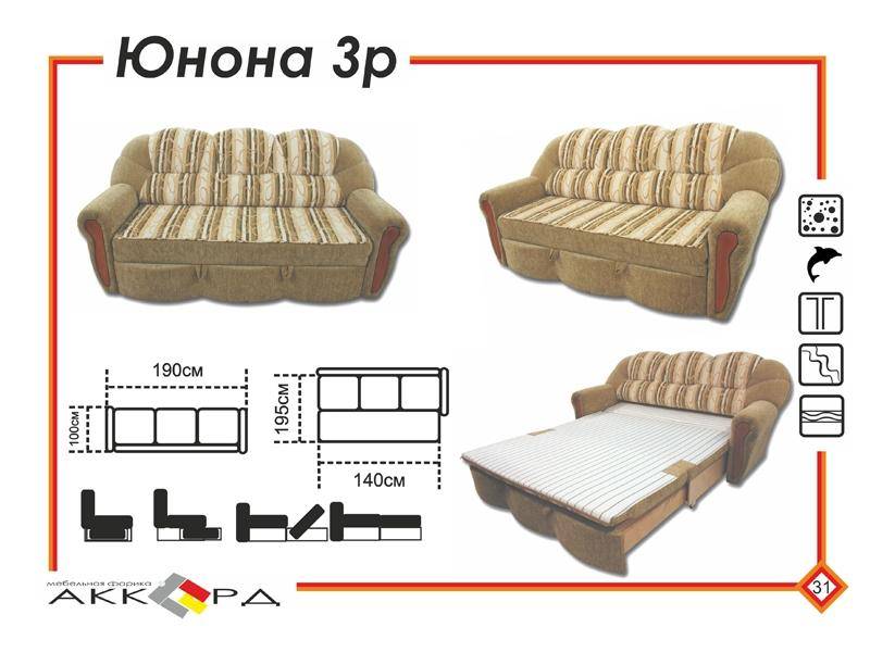 двухместный диван юнона 3р в Ижевске