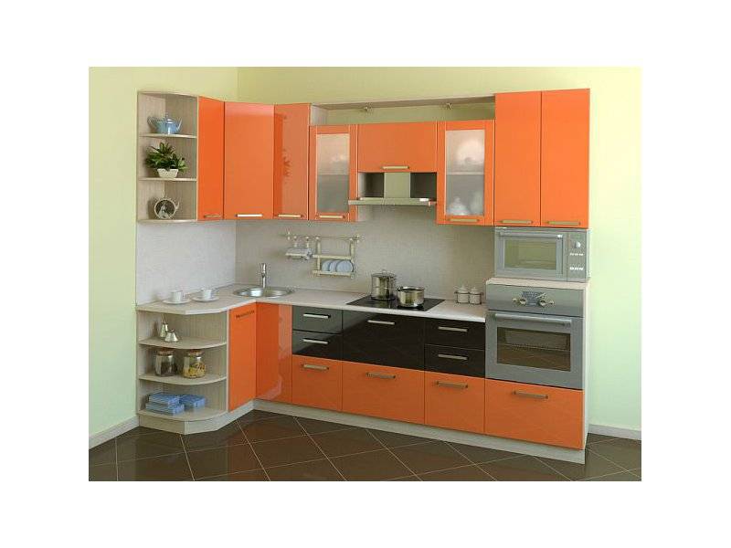 оранжевая угловая кухня малика в Ижевске