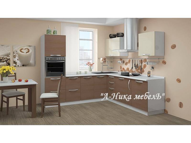 угловая кухня из пластика капучино в Ижевске