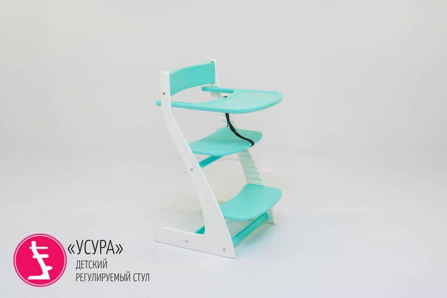 детский растущий регулируемый стул усура белый-мятный в Ижевске