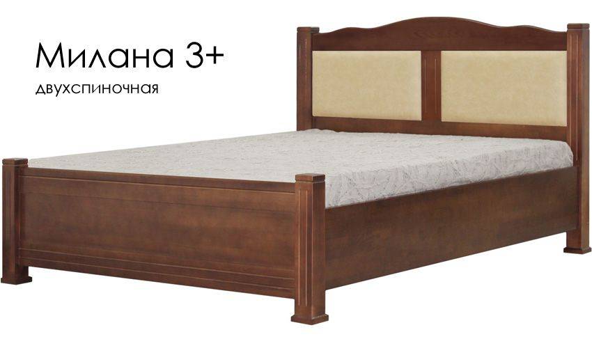 кровать милана 3+ из массива сосны со вставками из экокожи в Ижевске