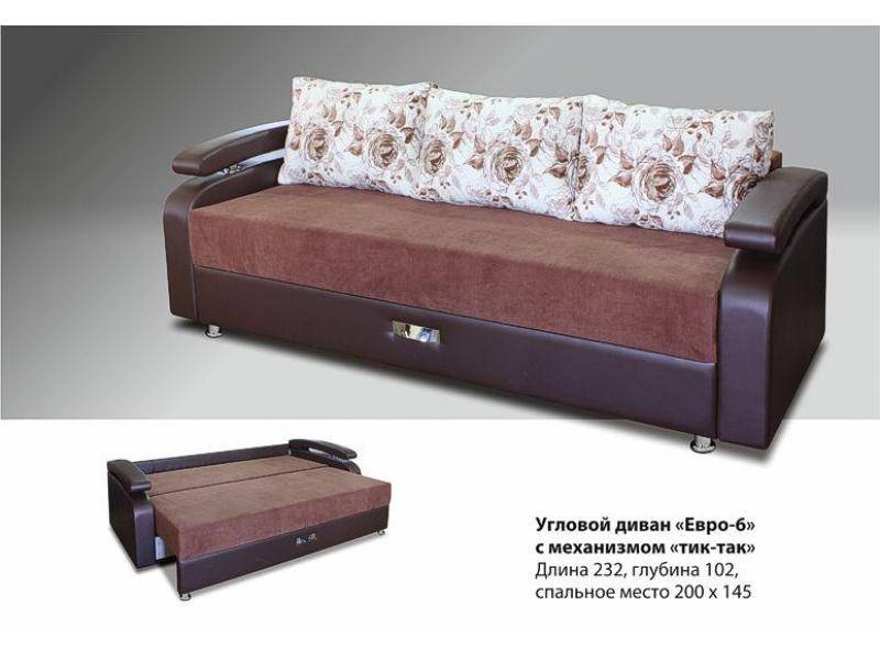 диван прямой евро-6 с механизмом тик-так в Ижевске