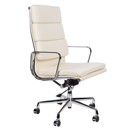 кресло eames style на колесиках кремовая кожа в Ижевске