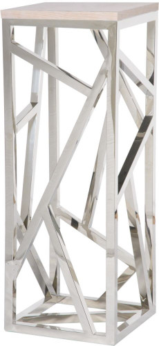 консоль geometric высокая 40x40x110 хром, белая столешница в Ижевске