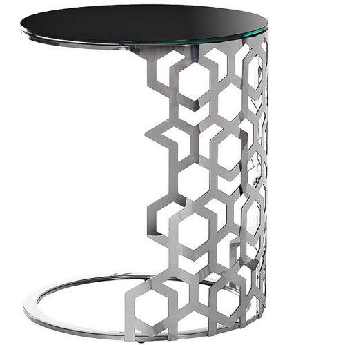 стол приставной silver circle 50x50х60 черный, серебро в Ижевске