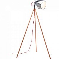 торшер chromatic tripod хром на деревянном основании в Ижевске