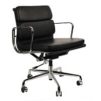 кресло eames style с регулируемой высотой черная кожа в Ижевске