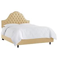 кровать двуспальная 180х200 желтая с каретной стяжкой alina tufted wheat в Ижевске