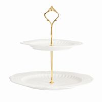 подставка двухъярусная для сладостей белоснежная в золоте в Ижевске