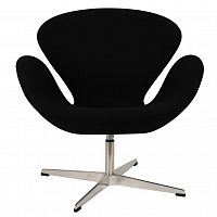 кресло arne jacobsen style swan chair черная шерсть в Ижевске
