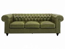диван chester classic трехместный прямой оливковый, черные ножки в Ижевске