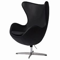 кресло egg chair кожа черное в Ижевске
