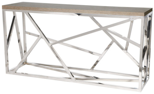 консоль geometric 180x50x90 хром, коричневая столешница в Ижевске