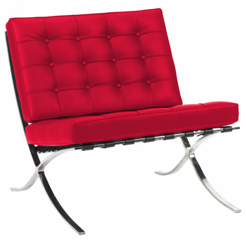 кресло barcelona chair кожа красное в Ижевске
