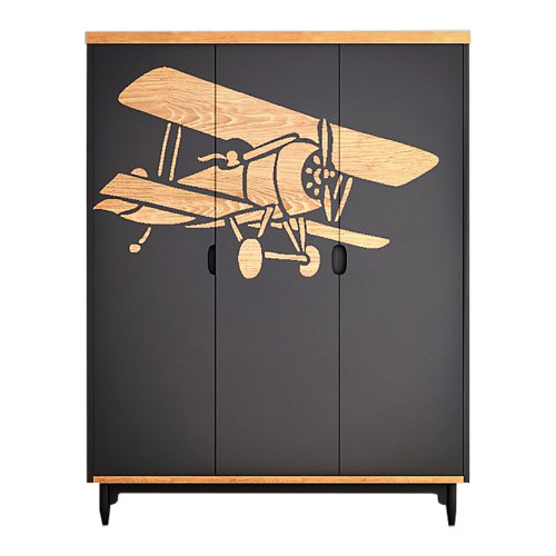 шкаф трехстворчатый с самолетом travel серый в Ижевске