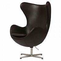 кресло egg chair кожа темно-коричневое в Ижевске