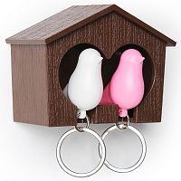 держатель+брелок для ключей двойной sparrow коричневый-белый-розовый в Ижевске