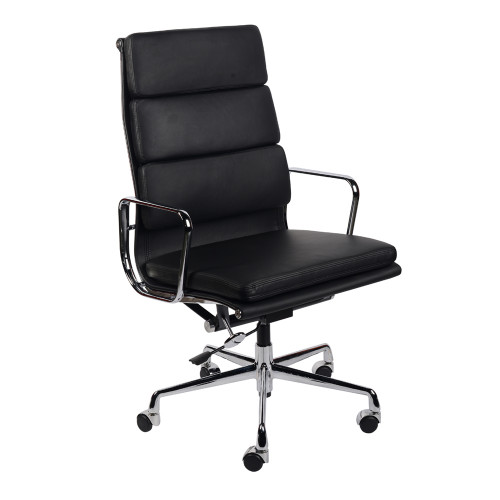 кресло eames style на колесиках черная кожа в Ижевске
