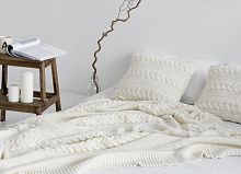 комплект плед с косами (180*220) и 2 наволочки (50*50) молочный в Ижевске