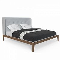 кровать двуспальная с мягким изголовьем 160x200 светло-серая fly soft new в Ижевске