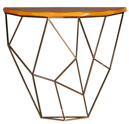 консоль geometric 100x38x90 золото, коричневая столешница в Ижевске