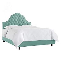 кровать двуспальная 180х200 голубая с каретной стяжкой alina tufted seafoam в Ижевске
