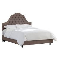 кровать двуспальная 160х200 серая с каретной стяжкой alina tufted smoke в Ижевске