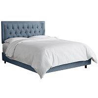 кровать двуспальная 160х200 голубая с каретной стяжкой alix steel blue в Ижевске