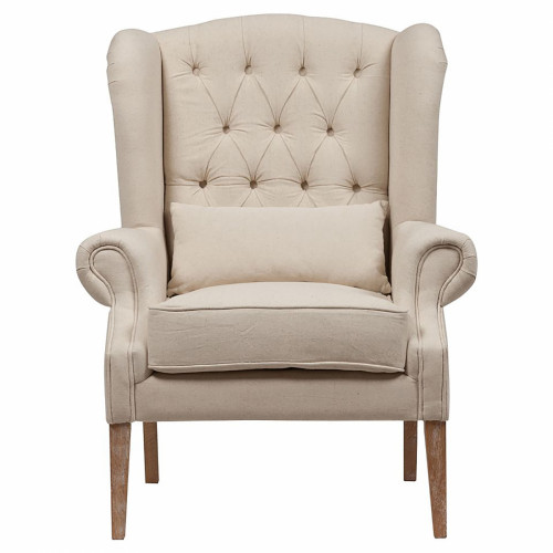 кресло wing back armchair белый лен в Ижевске