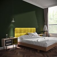 кровать двуспальная с мягким изголовьем 160x200 желтая tube в Ижевске