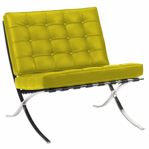 кресло barcelona chair кожа лимонное в Ижевске