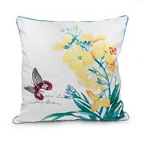 декоративная подушка белая с желтым цветком botanical style в Ижевске