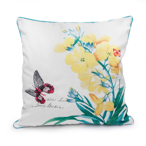 декоративная подушка белая с желтым цветком botanical style в Ижевске