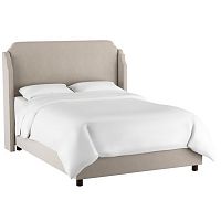 кровать двуспальная с мягкой спинкой 180х200 серая aurora wingback light gray в Ижевске