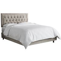 кровать двуспальная 180х200 серая с каретной стяжкой alix light gray в Ижевске